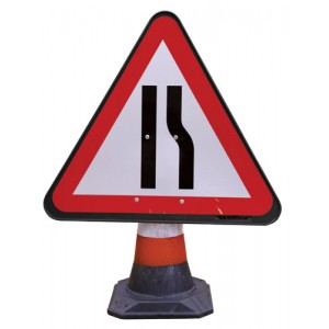Cone Sign Road Narrows Nearside
