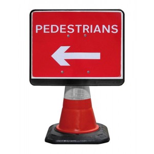 Cone Sign Pedestrians Left