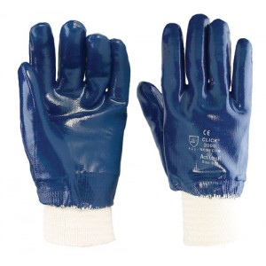 Blue Fully Coated Lined Nitrile Glove Knit Wrist