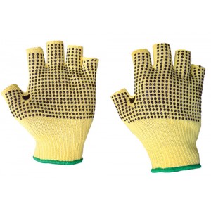Fingerless Kevlar Dotted Glove Knit Wrist