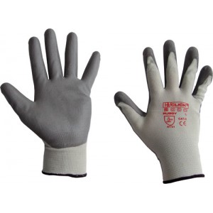Grey Palm Coated Glove Knit Wrist