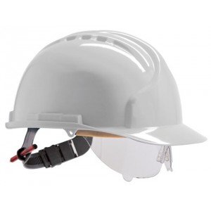 Safety Helmet c/w Integral Visor White