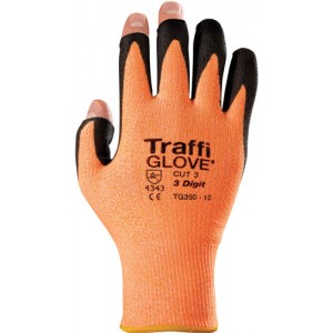 Traffiglove 3 DIGIT Amber Palm Coated Open Digit Glove Size 10